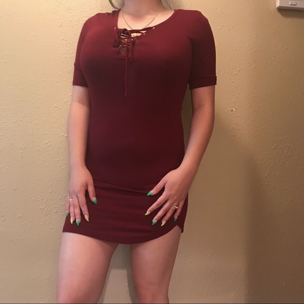 NWOT Tie Front Short Sleeve Bodycon Dress